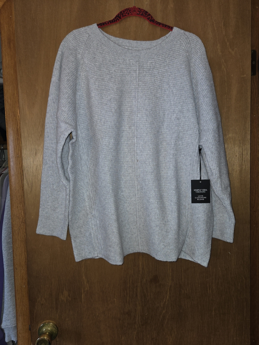 Simply Vera Vera Wang Light Gray Cashmere Blend Crew Neck Knit Sweater